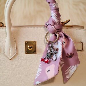 Floral Scarf and Cherry Charm Set